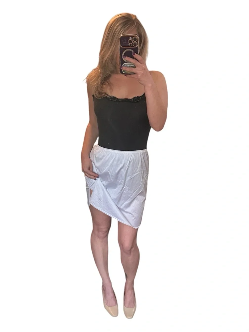 True Vintage Vanity Fair White Short Slip Skirt w/ Lace Detail Size Medium - Picture 6 of 6